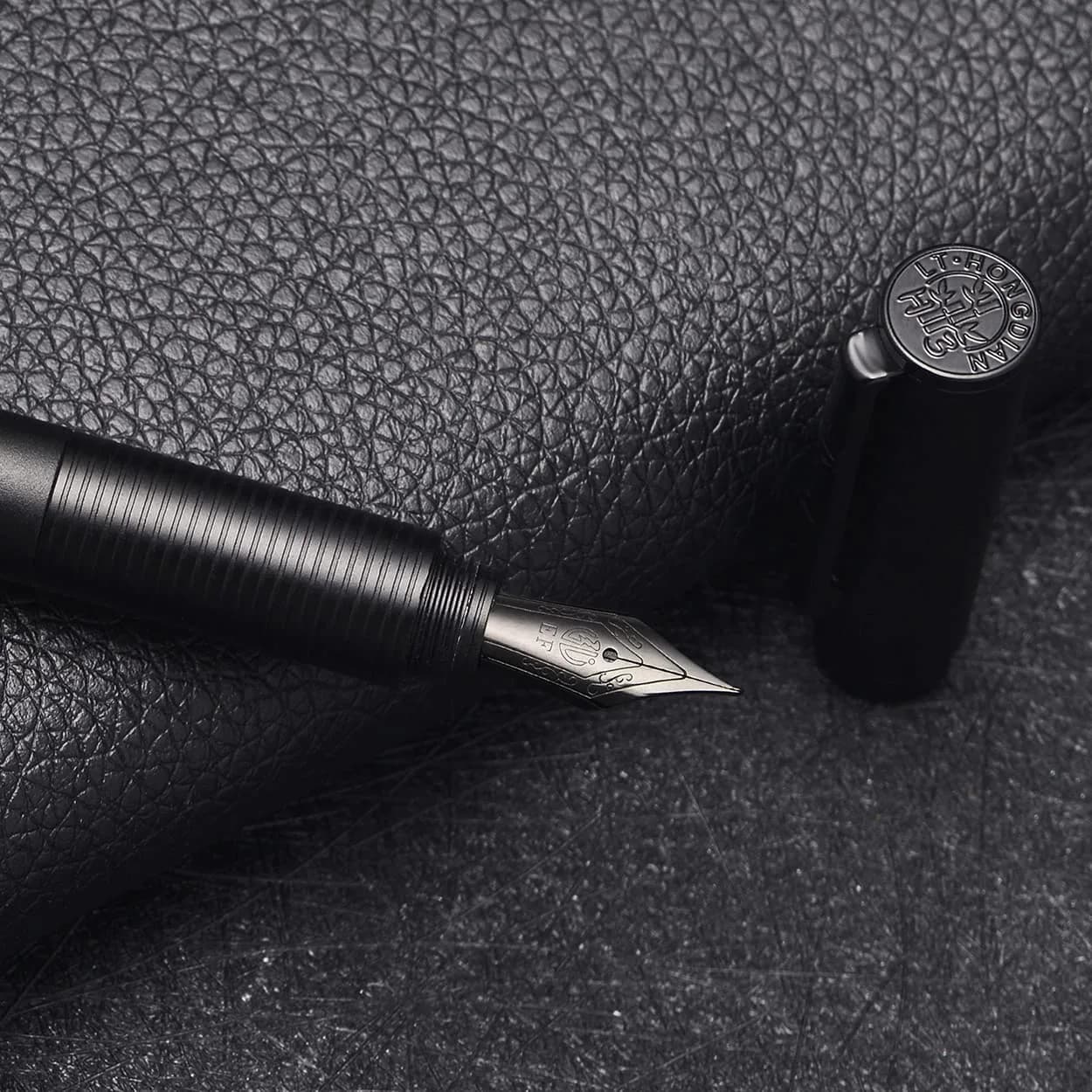 erofa H3 Fountain Pen in H3-Black with EF Nib and Bamboo Clip, Silver Aluminum Alloy - view 4