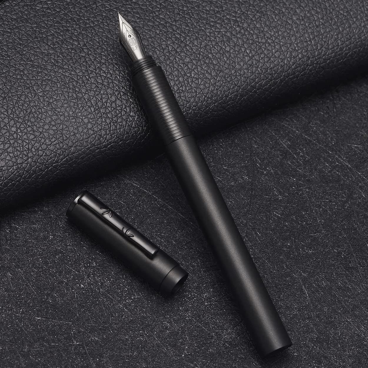 erofa H3 Fountain Pen in Titanium Black with Fine Nib and Bamboo Clip, 0.5mm - main product image
