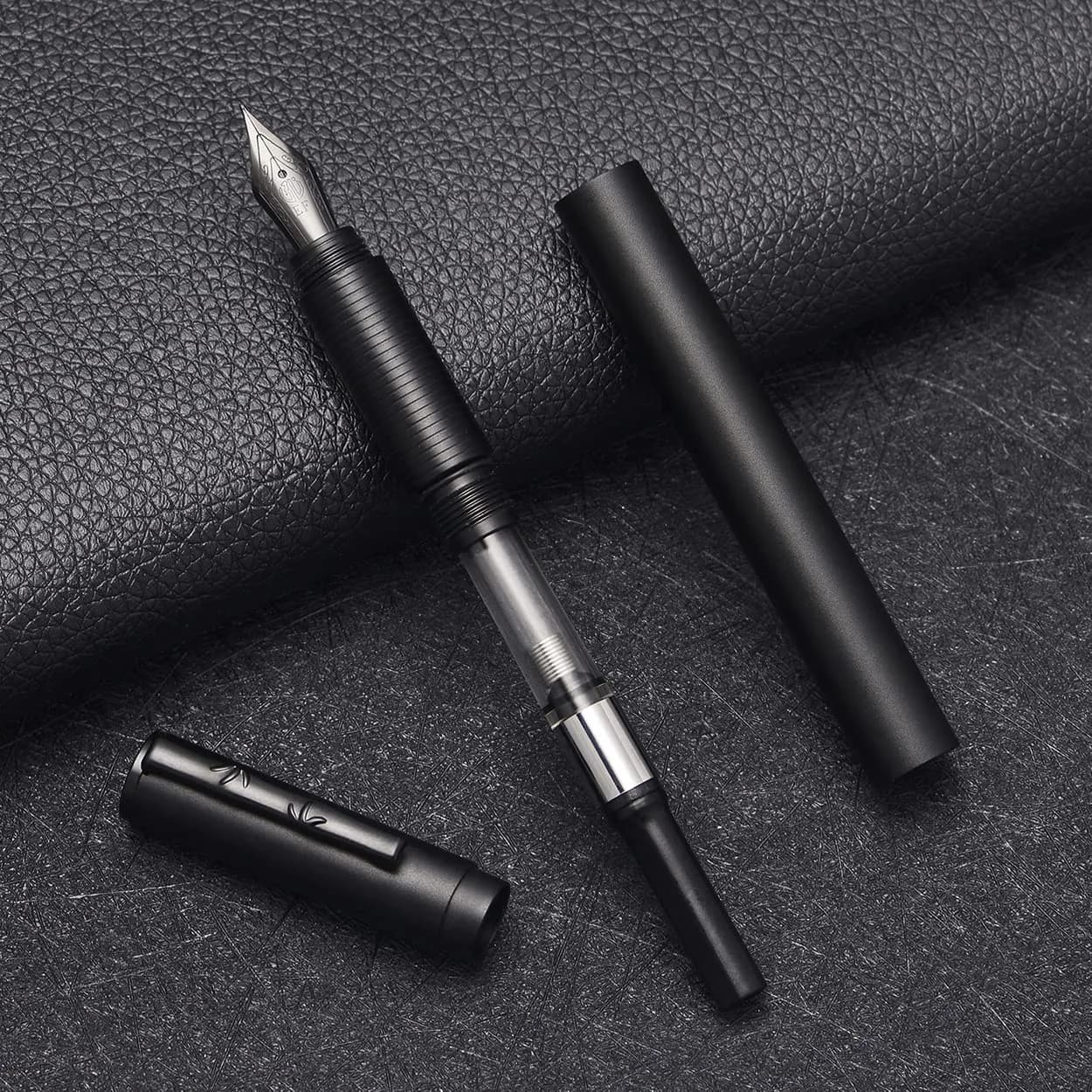 erofa H3 Fountain Pen Titanium Black Fine Nib with Bamboo Clip, Aluminum Alloy Writing Pen 13.5cm (5.3in) - view 5