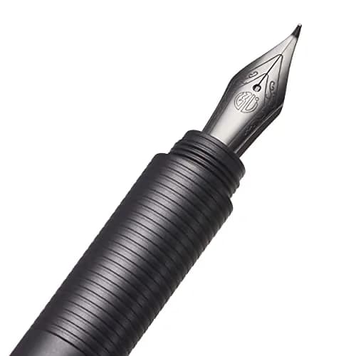 erofa H3 Fountain Pen - Titanium Black Bent Nib with Bamboo Clip, 0.5mm Fine Point thumbnail 4