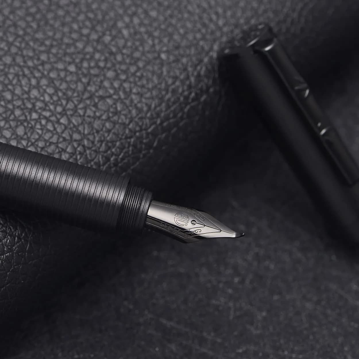 erofa H3 Fountain Pen - Titanium Black Bent Nib with Bamboo Clip, 0.5mm Fine Point - view 3