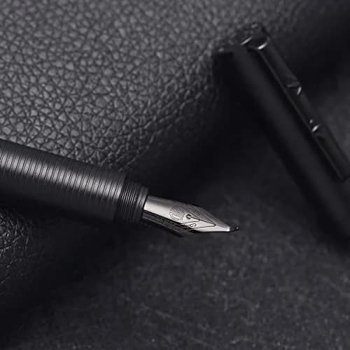erofa H3 Fountain Pen - Titanium Black Bent Nib with Bamboo Clip, 0.5mm Fine Point thumbnail 3