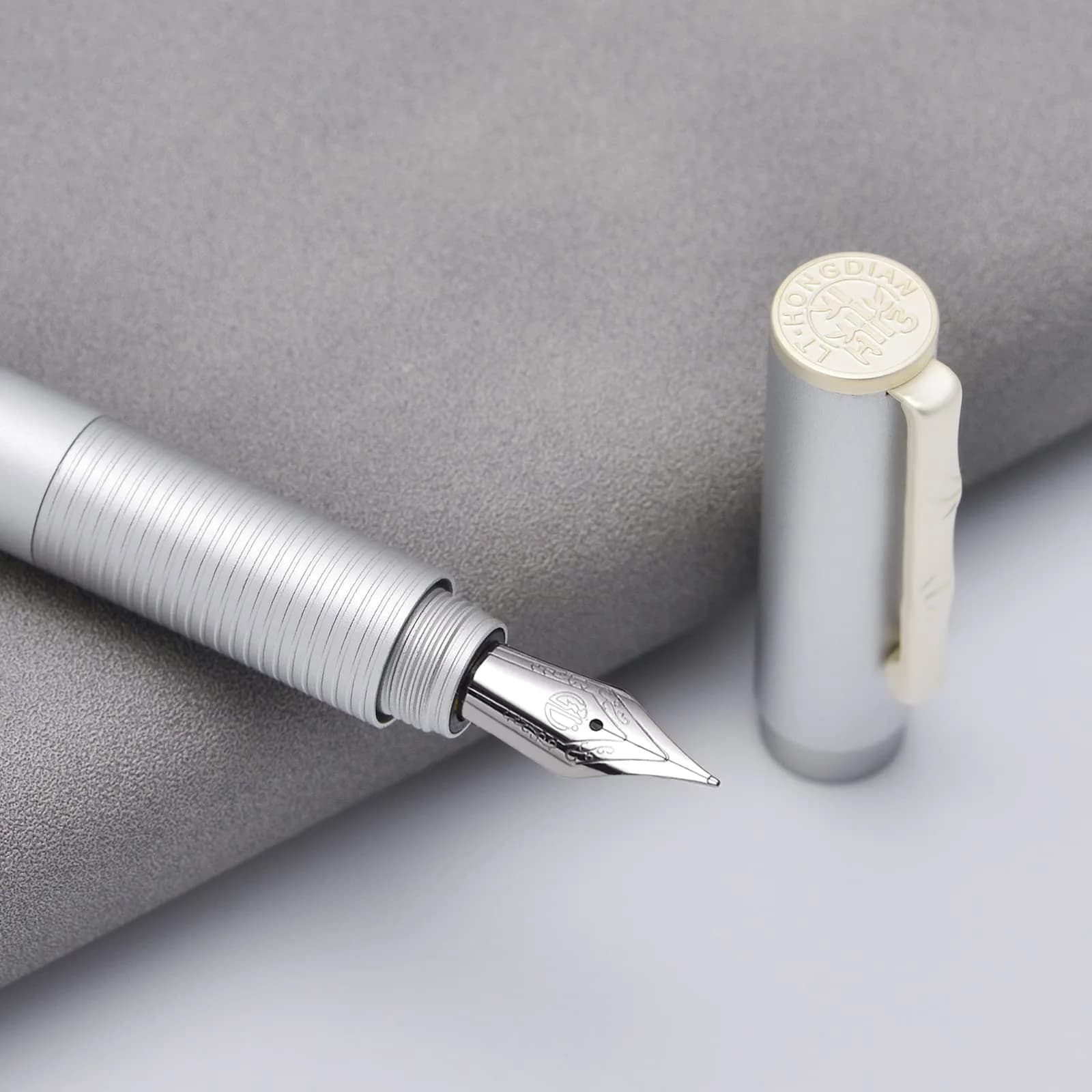 erofa H3 Fountain Pen Fine Nib with Bamboo Clip, Silver Aluminum Alloy Writing Pen 135mm (0.5in) - view 6