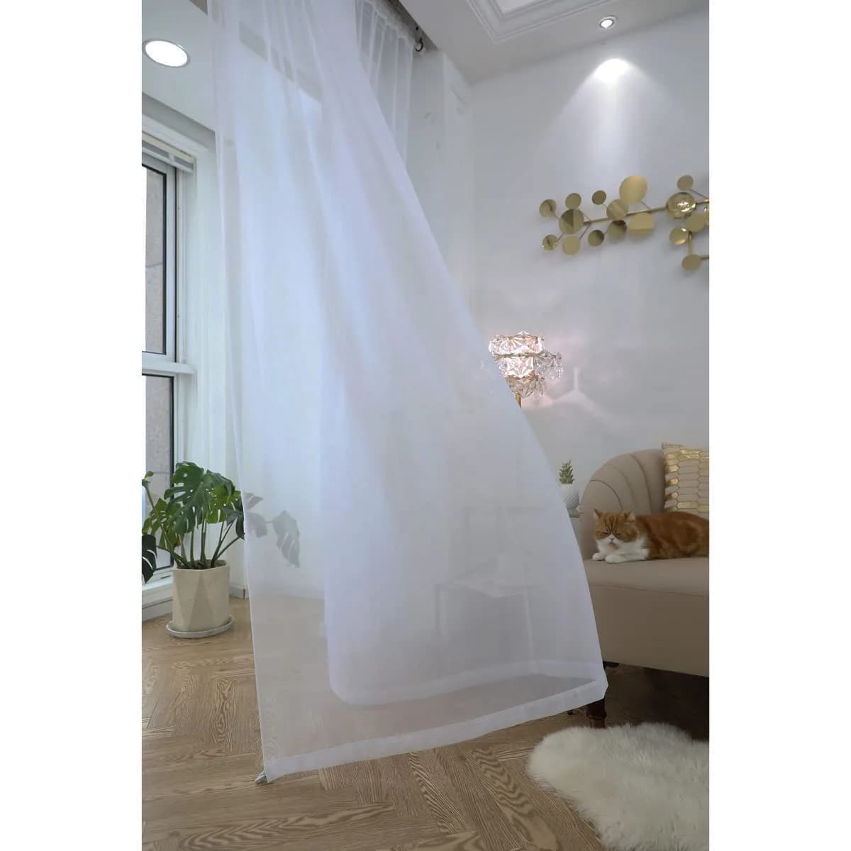 PHILEASY Sheer Ivory Curtains 305 cm (120 Inches Long) | Pack of 2 Panels for Living Room & Bedroom - view 3