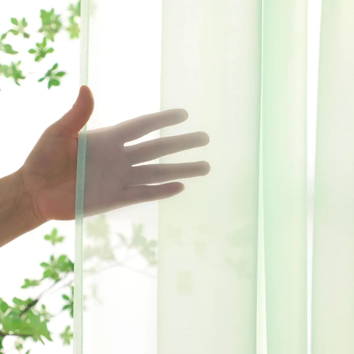 PHILEASY Light Green Sheer Curtains 63" L (Pack of 2) | Light-Filtering Rod Pocket Panels - view 4