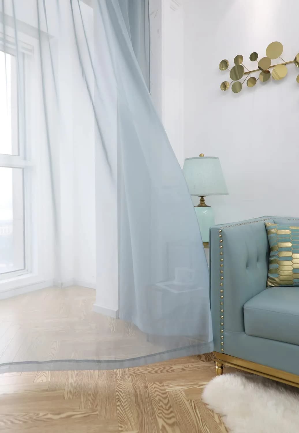 PHILEASY Light Gray Sheer Curtains 72 Inches Long (183 cm) — 2 Panels for Living Room & Bedroom - view 3