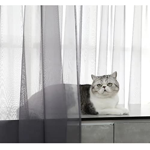 PHILEASY Dark Gray Sheer Curtains 72" L x 52" W | Pack of 2 Light-Filtering Rod Pocket Panels thumbnail 2