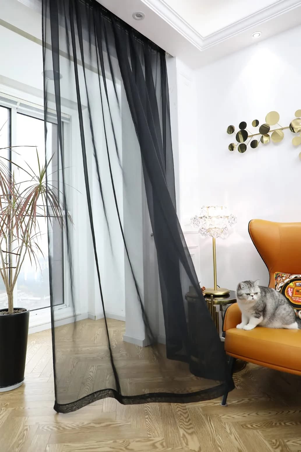 PHILEASY Black Sheer Curtains 90 Inches Long - 2 Panels for Window - view 4