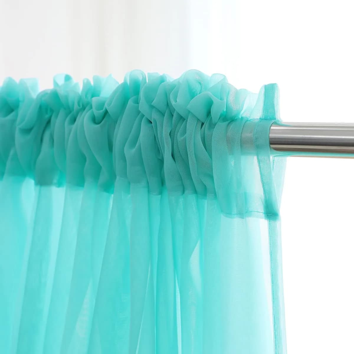 PHILEASY Lake Blue Sheer Curtains 213 cm (84 Inches) Long | Light-Filtering Rod Pocket Panels - view 6