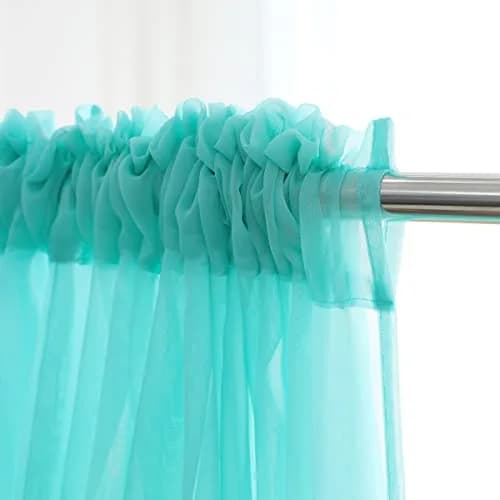PHILEASY Lake Blue Sheer Curtains 213 cm (84 Inches) Long | Light-Filtering Rod Pocket Panels thumbnail 6