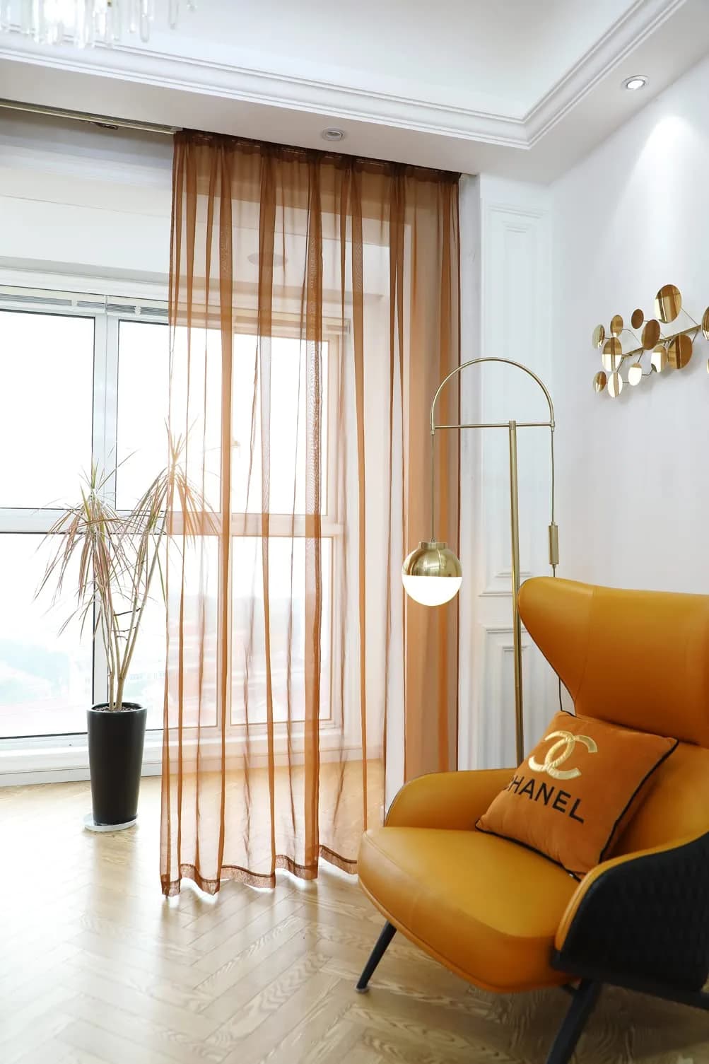 PHILEASY Brown Sheer Curtains 160" L x 52" W - Pack of 2 | Light-Filtering Rod Pocket Panels - view 3
