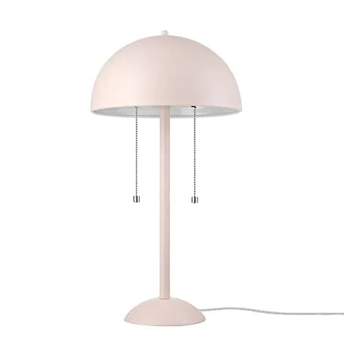 Globe Electric Luna 21" 2-Light Table Lamp, Pink & Nickel | Modern Mushroom Shade, Double Pull Chains thumbnail 1