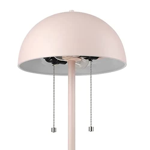 Globe Electric Luna 21" 2-Light Table Lamp, Pink & Nickel | Modern Mushroom Shade, Double Pull Chains thumbnail 4