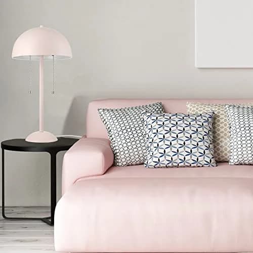 Globe Electric Luna 21" 2-Light Table Lamp, Pink & Nickel | Modern Mushroom Shade, Double Pull Chains thumbnail 2