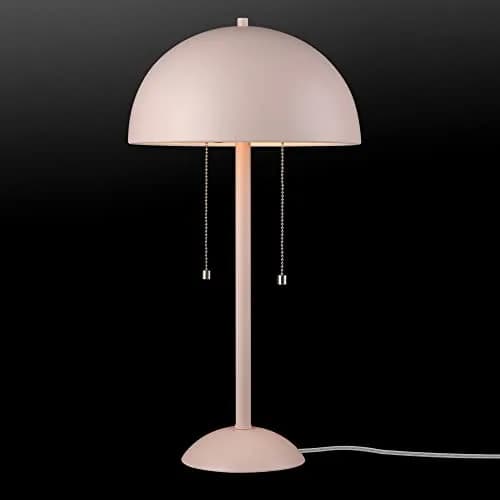 Globe Electric Luna 21" 2-Light Table Lamp, Pink & Nickel | Modern Mushroom Shade, Double Pull Chains thumbnail 3