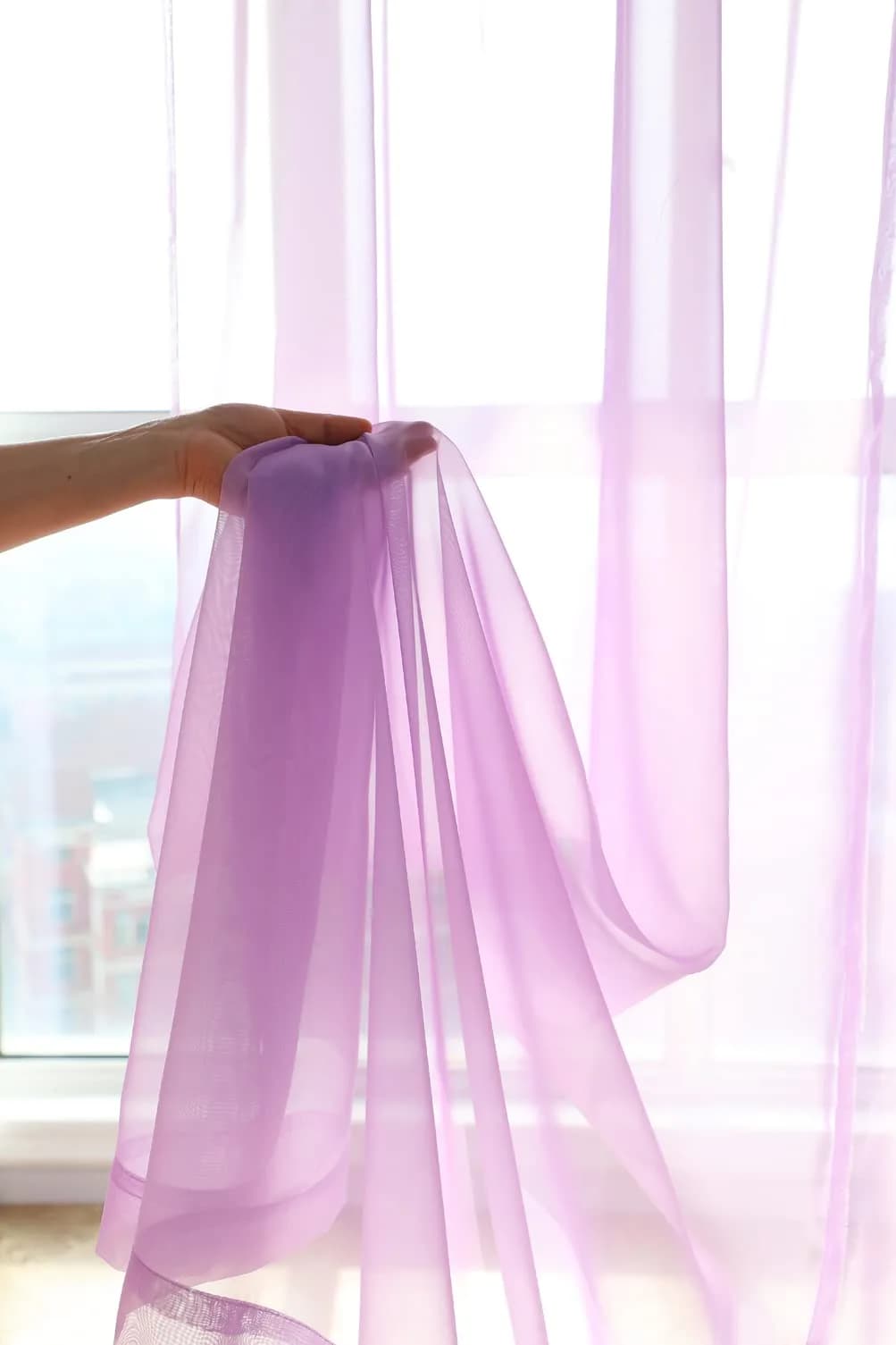 PHILEASY Purple Sheer Curtains 84 Inches Long, 52"W x 84"L - Pack of 2 Light-Filtering Rod Pocket Panels - view 4