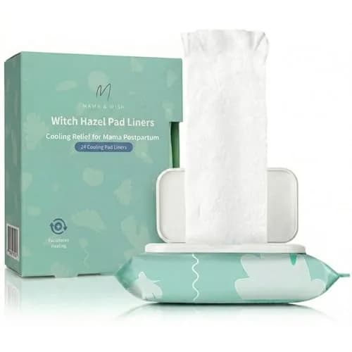Mama & Wish Witch Hazel Pads for Postpartum Care | 24 Full-Length Liners thumbnail 1