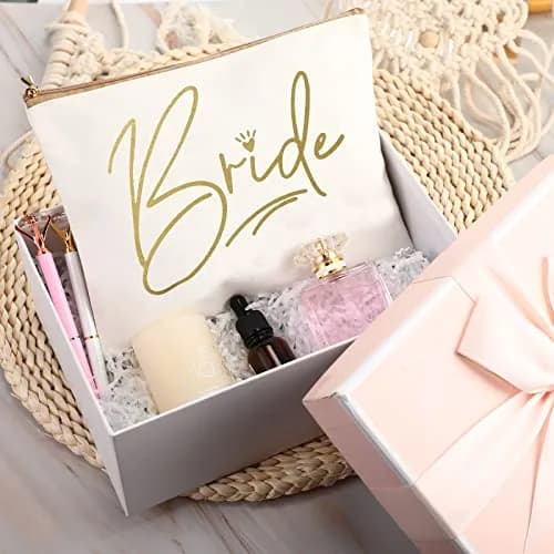 Weewooday 8 Pcs Bridesmaid Makeup Bag Matron of Honor Gifts | Lovely Pattern, Canvas, Zipper thumbnail 5