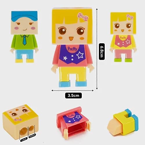 Pencil Buddies Short Jumbo Pencils for Kids | 12 Fat #2 Pencils with Triangle Grip, 1 Sharpener & Eraser (Color DIY) thumbnail 4