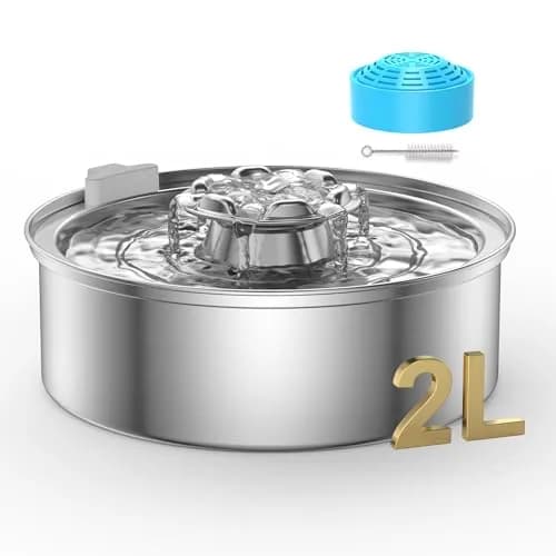 OYES Cat Water Fountain, Stainless Steel 2L | Ultra-Quiet Circulating Pet Water Dispenser thumbnail 1