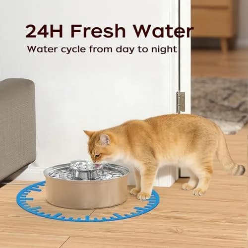 OYES Cat Water Fountain, Stainless Steel 2L | Ultra-Quiet Circulating Pet Water Dispenser thumbnail 4
