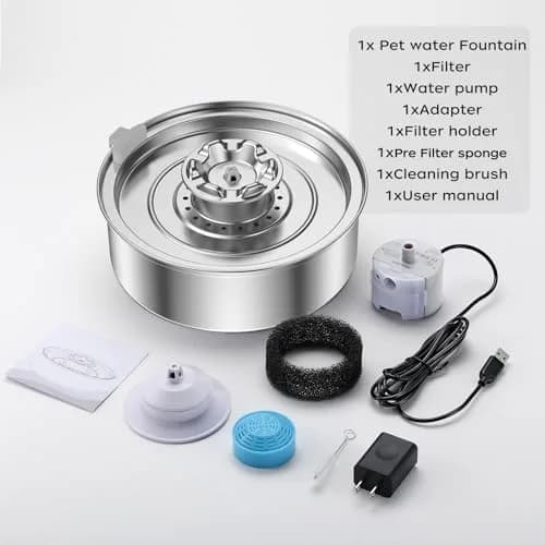 OYES Cat Water Fountain, Stainless Steel 2L | Ultra-Quiet Circulating Pet Water Dispenser thumbnail 7