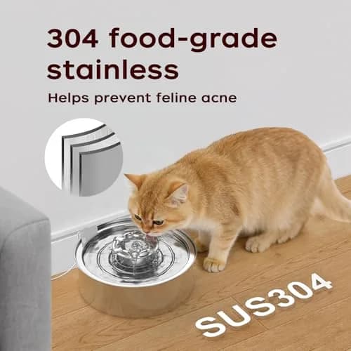 OYES Cat Water Fountain, Stainless Steel 2L | Ultra-Quiet Circulating Pet Water Dispenser thumbnail 2