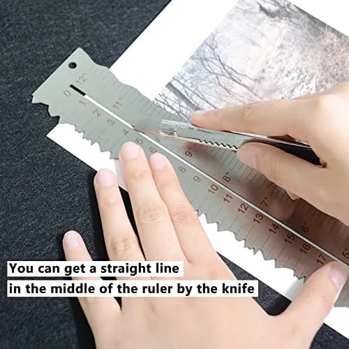 UPTTHOW Metal Irregular Edges Ruler for Paper Tearing | 12" Measuring Tool for Drawing & DIY thumbnail 4