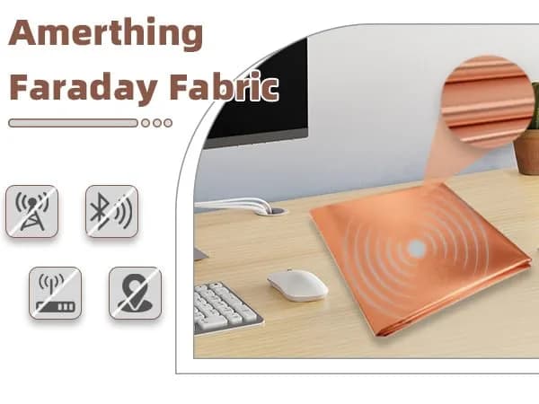 Amerthing Pure Copper Faraday Fabric 2 Meters (1.08m x 2m / 43" x 78") | RF & LF Shielding Gold Color - view 4