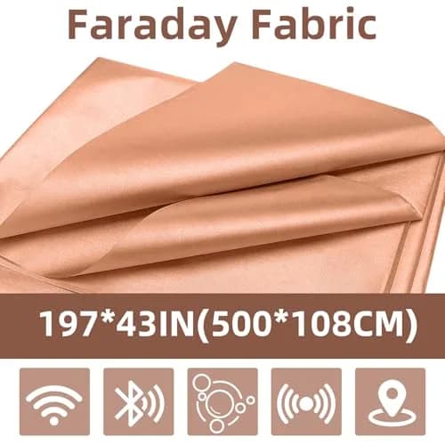 Amerthing Pure Copper Faraday Fabric 2 Meters (1.08m x 2m / 43" x 78") | RF & LF Shielding Gold Color thumbnail 2