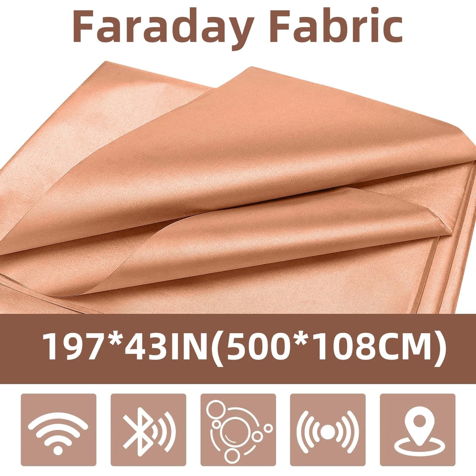 Amerthing Pure Copper Faraday Fabric 2 Meters (1.08m x 2m / 43" x 78") | RF & LF Shielding Gold Color - view 2