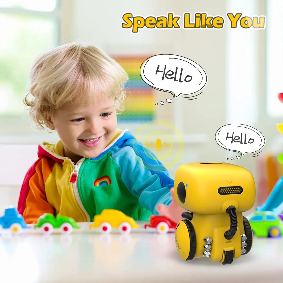 KaeKid Interactive Smart Robot Toy for Kids 3-8 Years Old | Voice Control, Singing, Dancing, Recording, Yellow - view 6