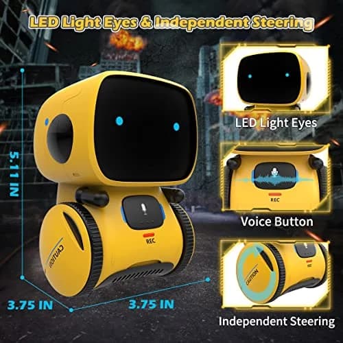 KaeKid Interactive Smart Robot Toy for Kids 3-8 Years Old | Voice Control, Singing, Dancing, Recording, Yellow thumbnail 2