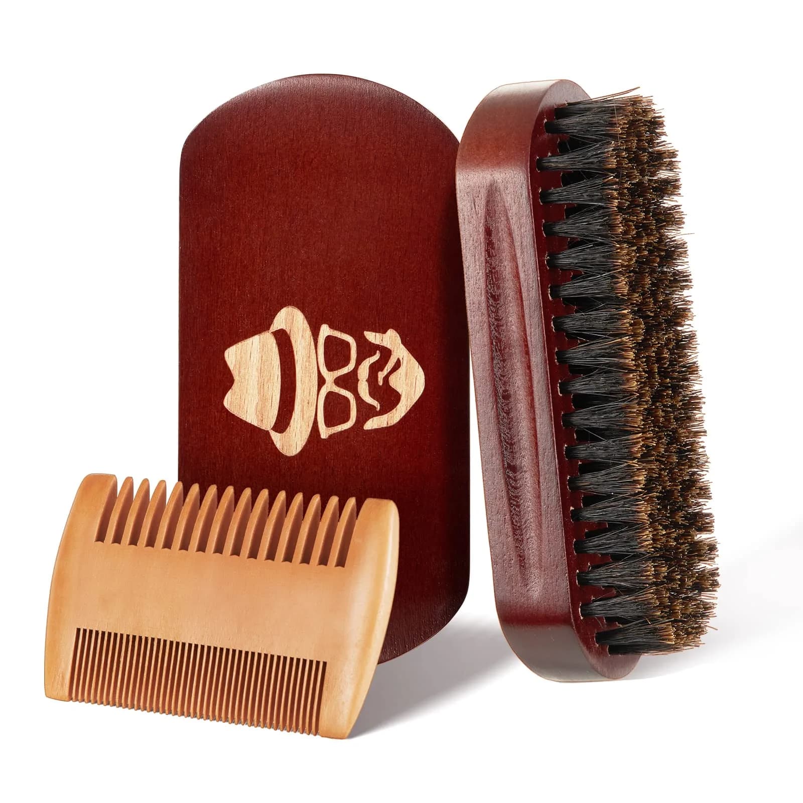Sosoon Boar Bristle Beard Brush with Walnut Wood Handle | Natural Hair Mustache Grooming Tool
