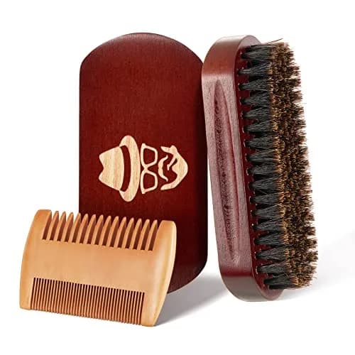 Sosoon Boar Bristle Beard Brush with Walnut Wood Handle | Natural Hair Mustache Grooming Tool thumbnail 1