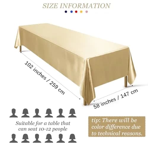 Ruisita Satin Party Tablecloth 147 x 259 cm | Elegant Wedding & Event Decor thumbnail 2