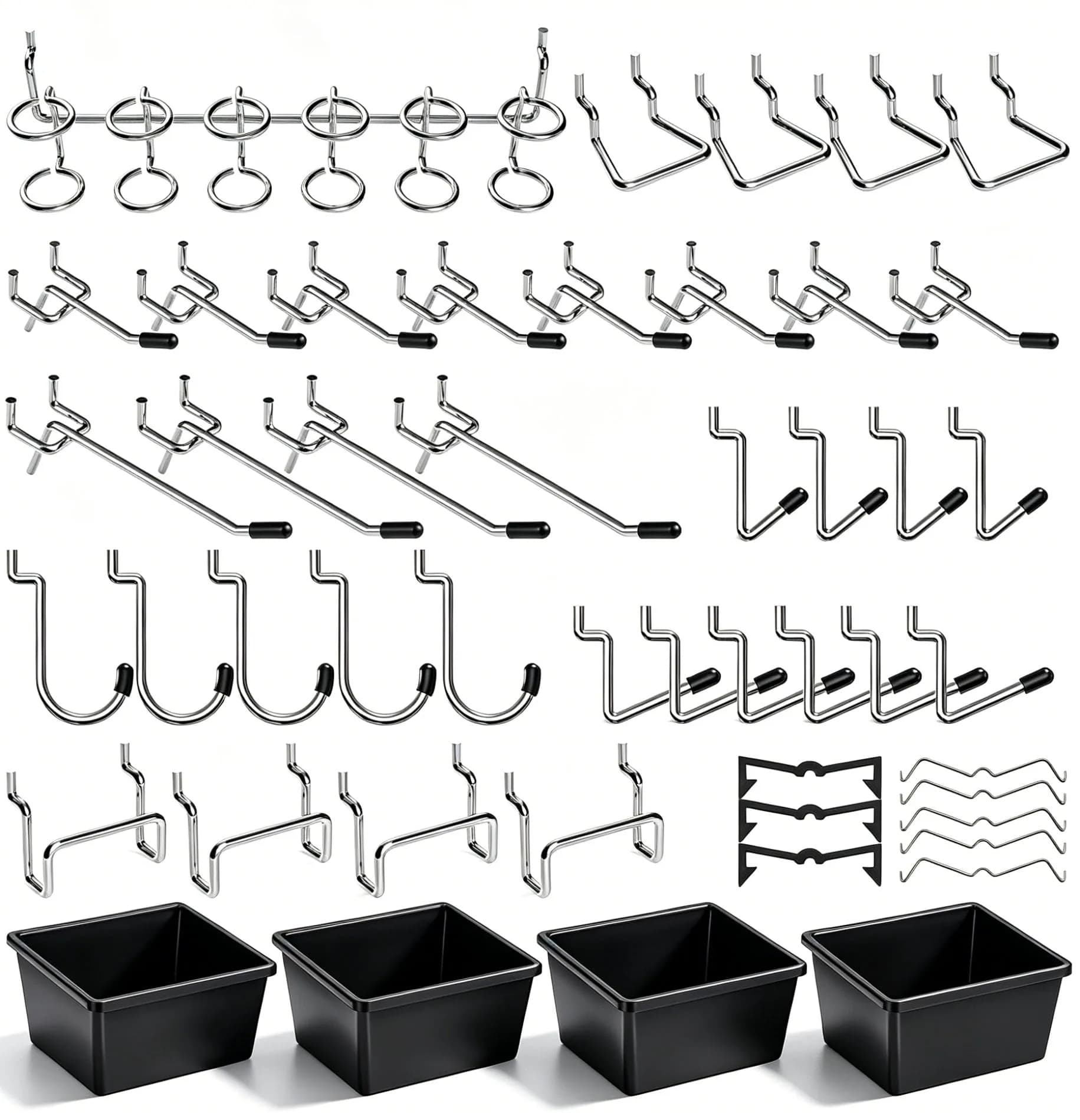 FRIMOONY 117-Piece Pegboard Hooks Assortment with Bins & Locks - main product image
