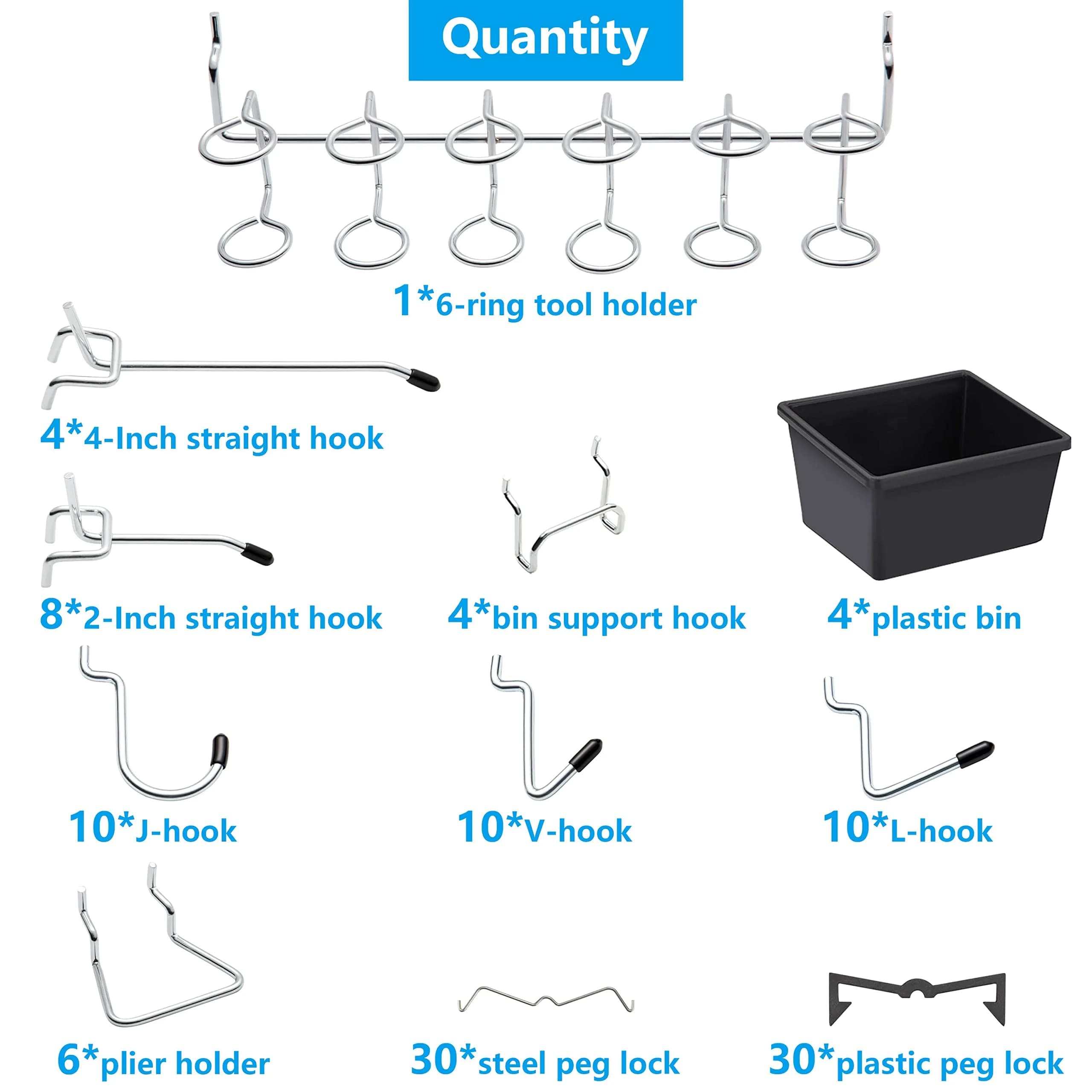 FRIMOONY 117-Piece Pegboard Hooks Assortment with Bins & Locks - view 2