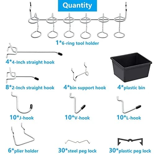 FRIMOONY 117-Piece Pegboard Hook and Bin Set with Peg Locks | Organize Tools, Garage, Kitchen thumbnail 2