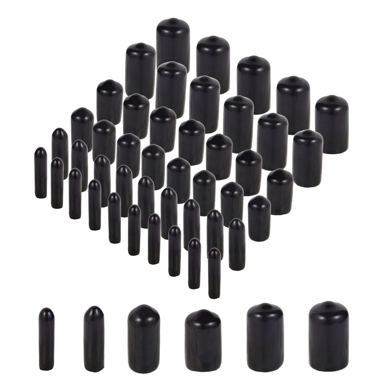 Aleric Rubber End Caps 60pcs | Flexible Screw Thread Protector Covers for Metal Tube Rod (2mm-12mm) - main product image