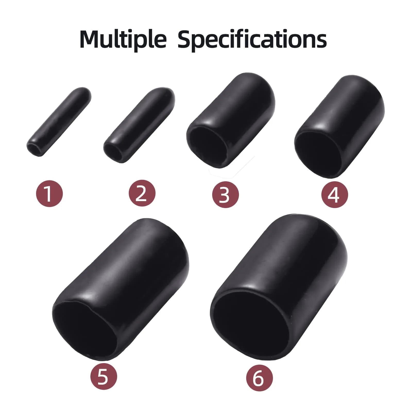 Aleric Rubber End Caps 60pcs | Flexible Screw Thread Protector Covers for Metal Tube Rod (2mm-12mm) - view 3