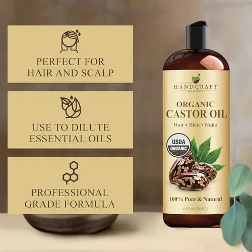 Handcraft Blends Organic Castor Oil 237ml (8 Fl Oz) | USDA Certified Pure & Natural for Hair Growth, Eyelashes, Skin Moisturizer thumbnail 2