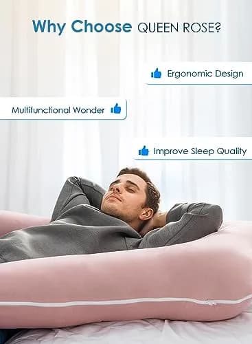 QUEEN ROSE Cooling Pregnancy Pillow U Shaped Maternity Body Pillow 140cm (55in) | Full Body Support for Sleeping thumbnail 6