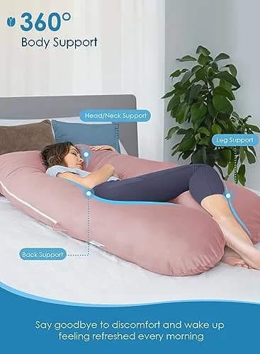 QUEEN ROSE Cooling Pregnancy Pillow U Shaped Maternity Body Pillow 140cm (55in) | Full Body Support for Sleeping thumbnail 2