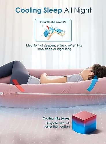 QUEEN ROSE Cooling Pregnancy Pillow U Shaped Maternity Body Pillow 140cm (55in) | Full Body Support for Sleeping thumbnail 3