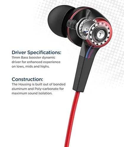 Thore Wired Lightning Earbuds in Red | Sweat/Water Resistant Headphones with Mic thumbnail 2