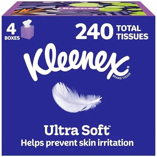 Kleenex Ultra Soft Facial Tissues 60 Tissues per Cube Box | 3-Ply, Hypoallergenic, 4 Cube Boxes thumbnail 1