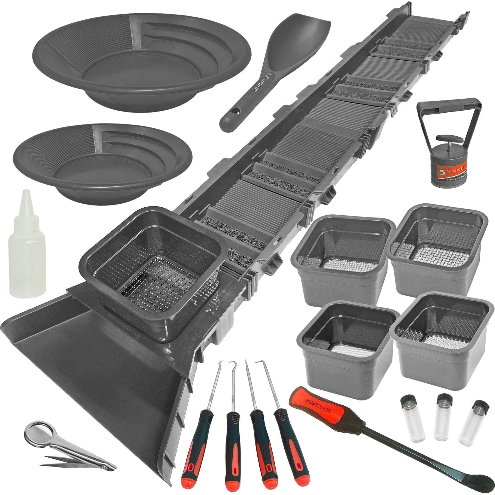 Sluice Fox Gold Sporting_Good Compact Sluice Box & Classifier Set | Portable Prospecting Tool for Remote Gold Panning in India — Black