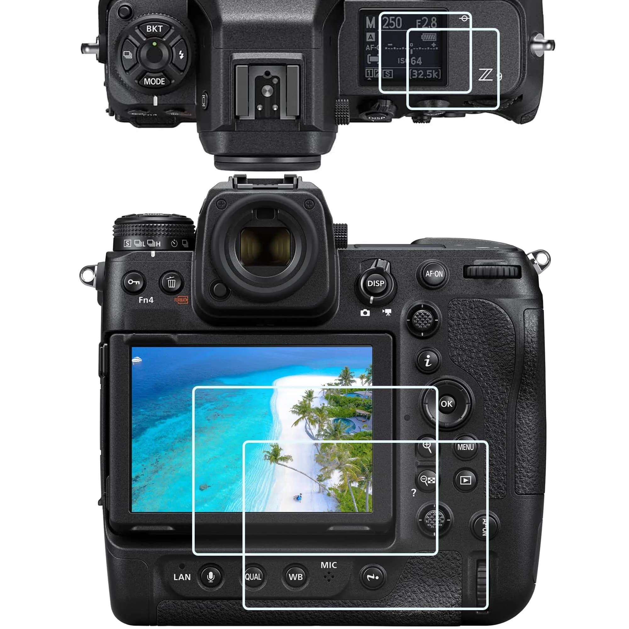 PCTC Tempered Glass Screen Protector for Nikon Z9 Z8 (2+2 Pack) | LCD & Top Screen Protection - main product image