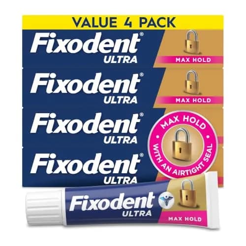 Fixodent Ultra Max Hold Denture Adhesive Cream 2.2 oz (8.8 Fl Oz) | Strongest All-Day Hold for Dentures thumbnail 1